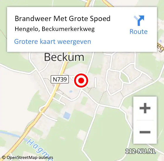 Locatie op kaart van de 112 melding: Brandweer Met Grote Spoed Naar Hengelo, Beckumerkerkweg op 5 oktober 2013 00:32
