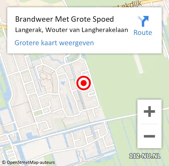 Locatie op kaart van de 112 melding: Brandweer Met Grote Spoed Naar Langerak, Wouter van Langherakelaan op 19 juni 2021 18:16