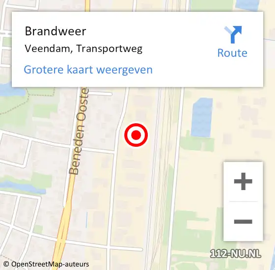 Locatie op kaart van de 112 melding: Brandweer Veendam, Transportweg op 19 juni 2021 18:18