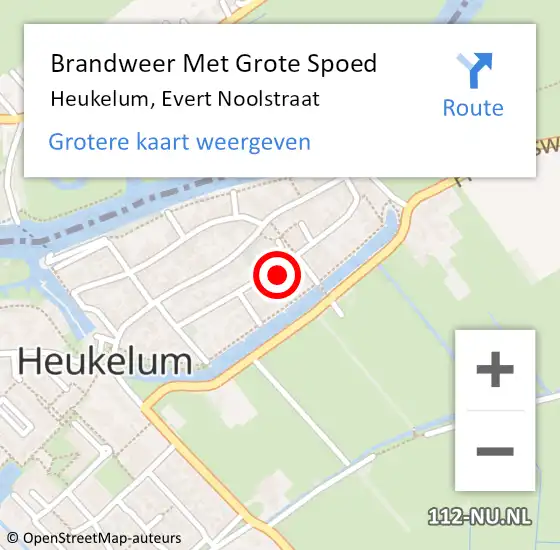 Locatie op kaart van de 112 melding: Brandweer Met Grote Spoed Naar Heukelum, Evert Noolstraat op 19 juni 2021 18:18