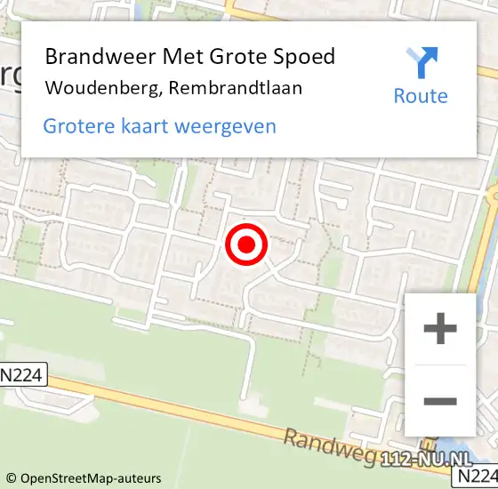 Locatie op kaart van de 112 melding: Brandweer Met Grote Spoed Naar Woudenberg, Rembrandtlaan op 19 juni 2021 18:24