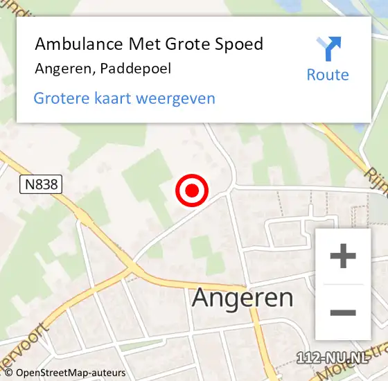 Locatie op kaart van de 112 melding: Ambulance Met Grote Spoed Naar Angeren, Paddepoel op 19 juni 2021 18:34