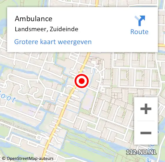 Locatie op kaart van de 112 melding: Ambulance Landsmeer, Zuideinde op 19 juni 2021 18:42