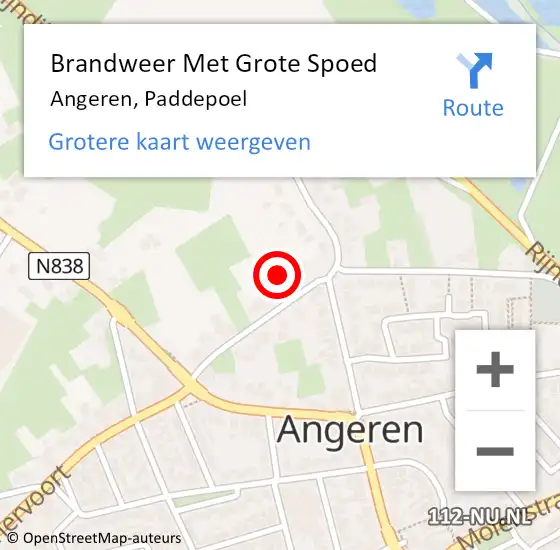 Locatie op kaart van de 112 melding: Brandweer Met Grote Spoed Naar Angeren, Paddepoel op 19 juni 2021 18:52