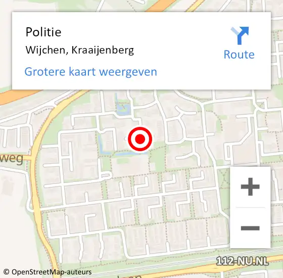 Locatie op kaart van de 112 melding: Politie Wijchen, Kraaijenberg op 19 juni 2021 18:55