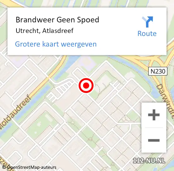 Locatie op kaart van de 112 melding: Brandweer Geen Spoed Naar Utrecht, Atlasdreef op 19 juni 2021 18:58