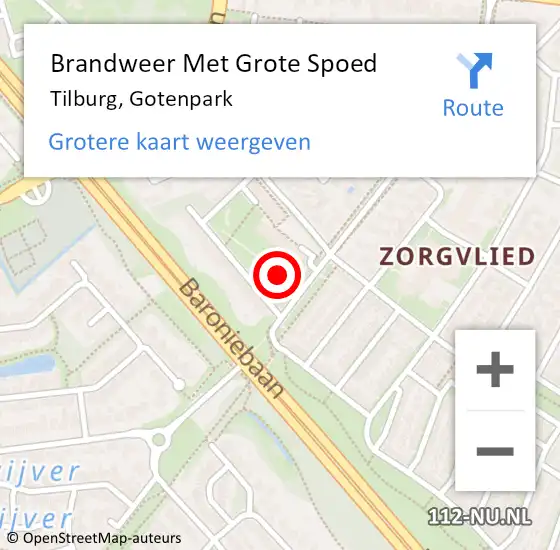 Locatie op kaart van de 112 melding: Brandweer Met Grote Spoed Naar Tilburg, Gotenpark op 19 juni 2021 19:00