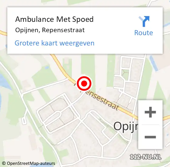 Locatie op kaart van de 112 melding: Ambulance Met Spoed Naar Opijnen, Repensestraat op 19 juni 2021 19:03