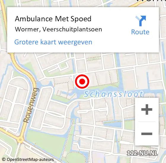 Locatie op kaart van de 112 melding: Ambulance Met Spoed Naar Wormer, Veerschuitplantsoen op 19 juni 2021 19:17