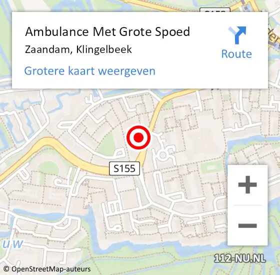 Locatie op kaart van de 112 melding: Ambulance Met Grote Spoed Naar Zaandam, Klingelbeek op 19 juni 2021 19:27