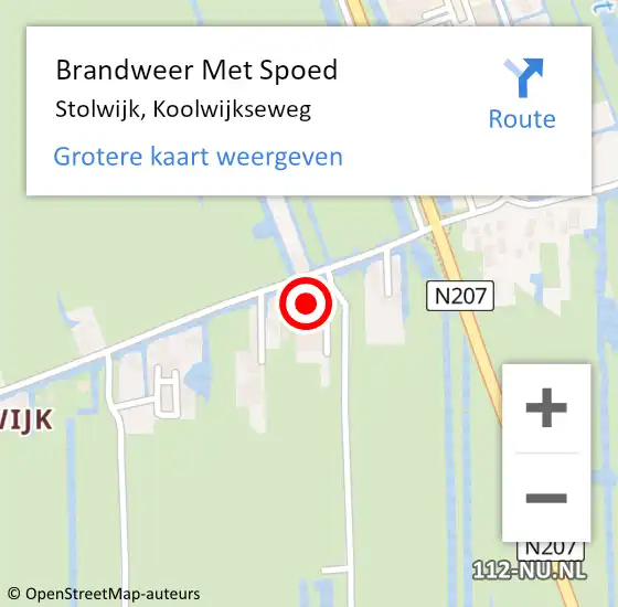 Locatie op kaart van de 112 melding: Brandweer Met Spoed Naar Stolwijk, Koolwijkseweg op 19 juni 2021 19:39