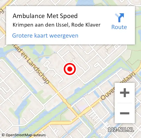 Locatie op kaart van de 112 melding: Ambulance Met Spoed Naar Krimpen aan den IJssel, Rode Klaver op 19 juni 2021 19:42