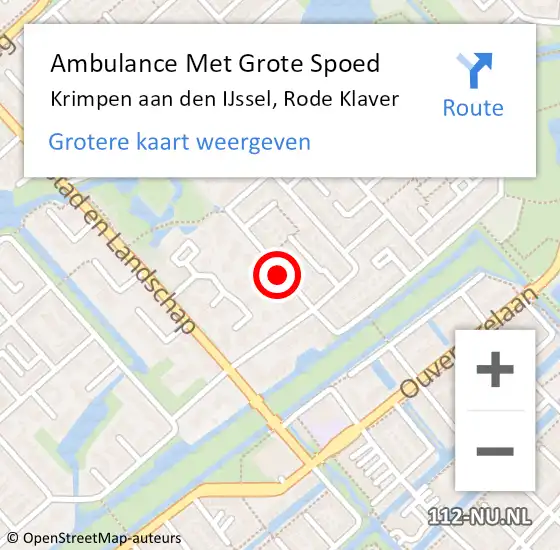 Locatie op kaart van de 112 melding: Ambulance Met Grote Spoed Naar Krimpen aan den IJssel, Rode Klaver op 19 juni 2021 20:03
