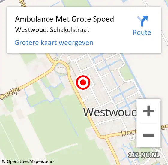 Locatie op kaart van de 112 melding: Ambulance Met Grote Spoed Naar Westwoud, Schakelstraat op 19 juni 2021 20:17