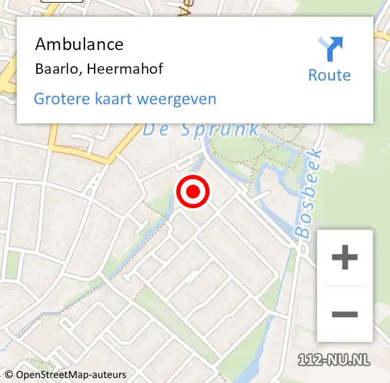 Locatie op kaart van de 112 melding: Ambulance Baarlo, Heermahof op 13 juni 2014 19:05