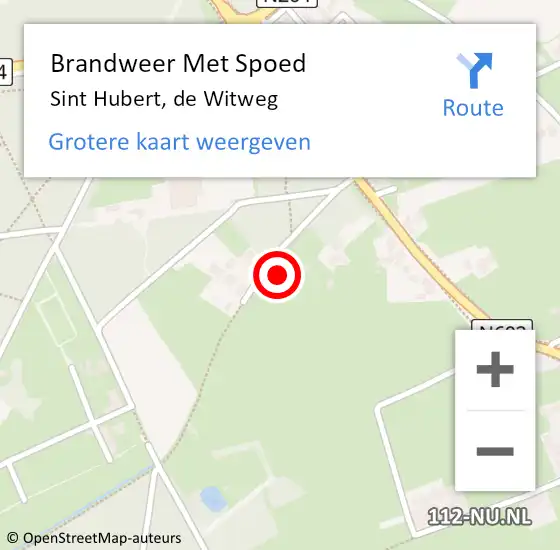 Locatie op kaart van de 112 melding: Brandweer Met Spoed Naar Sint Hubert, de Witweg op 19 juni 2021 20:36