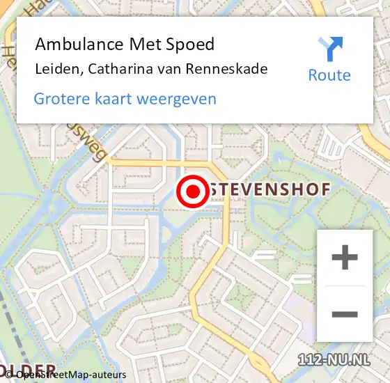 Locatie op kaart van de 112 melding: Ambulance Met Spoed Naar Leiden, Catharina van Renneskade op 19 juni 2021 20:46