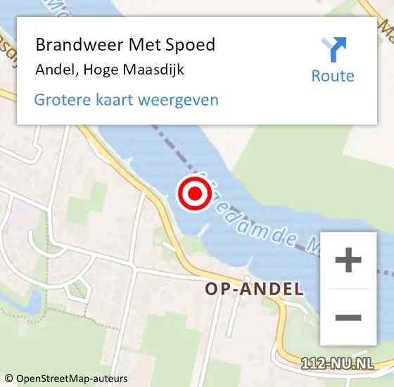 Locatie op kaart van de 112 melding: Brandweer Met Spoed Naar Andel, Hoge Maasdijk op 19 juni 2021 20:46