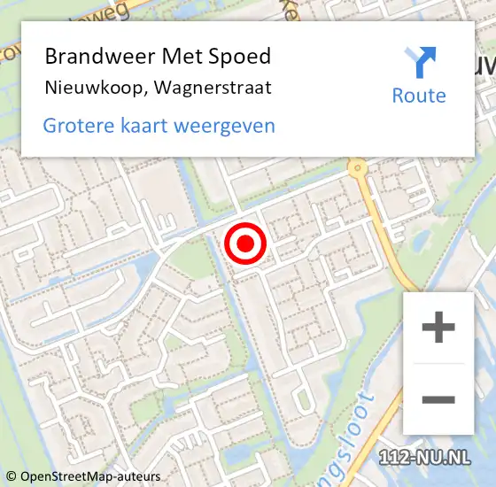 Locatie op kaart van de 112 melding: Brandweer Met Spoed Naar Nieuwkoop, Wagnerstraat op 19 juni 2021 20:55