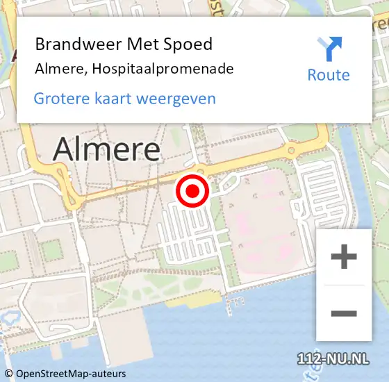 Locatie op kaart van de 112 melding: Brandweer Met Spoed Naar Almere, Hospitaalpromenade op 19 juni 2021 20:57