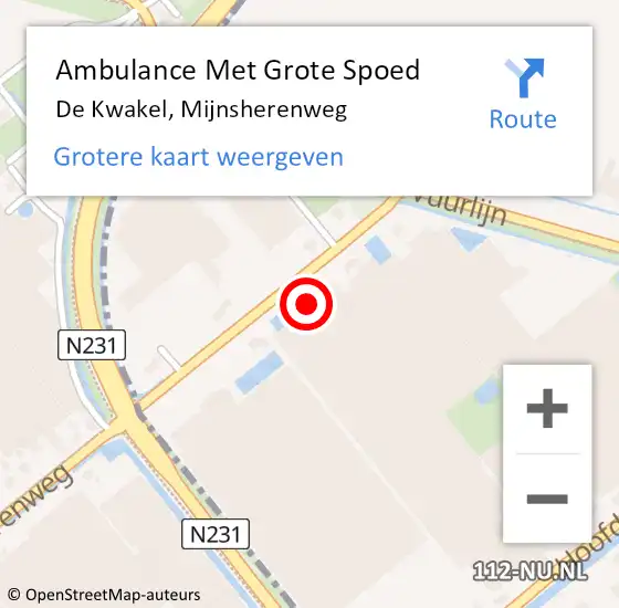 Locatie op kaart van de 112 melding: Ambulance Met Grote Spoed Naar De Kwakel, Mijnsherenweg op 19 juni 2021 20:59