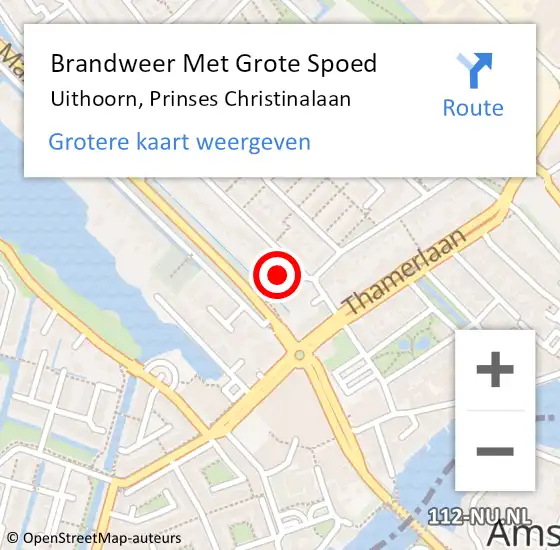 Locatie op kaart van de 112 melding: Brandweer Met Grote Spoed Naar Uithoorn, Prinses Christinalaan op 19 juni 2021 21:08