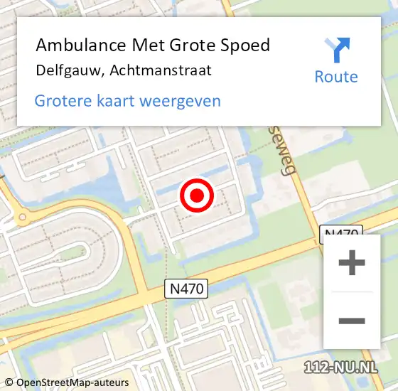 Locatie op kaart van de 112 melding: Ambulance Met Grote Spoed Naar Delfgauw, Achtmanstraat op 19 juni 2021 21:37