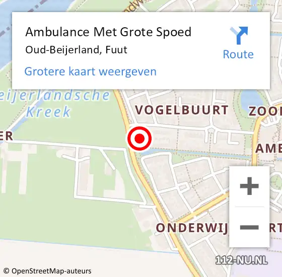 Locatie op kaart van de 112 melding: Ambulance Met Grote Spoed Naar Oud-Beijerland, Fuut op 19 juni 2021 21:41