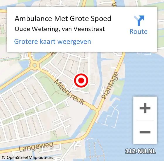 Locatie op kaart van de 112 melding: Ambulance Met Grote Spoed Naar Oude Wetering, van Veenstraat op 19 juni 2021 21:46