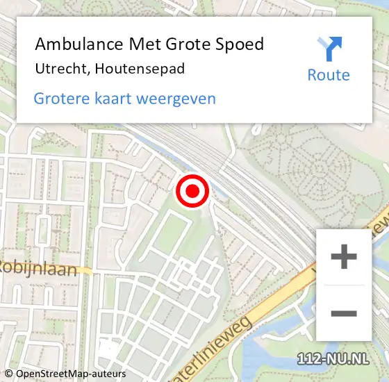 Locatie op kaart van de 112 melding: Ambulance Met Grote Spoed Naar Utrecht, Houtensepad op 19 juni 2021 21:52