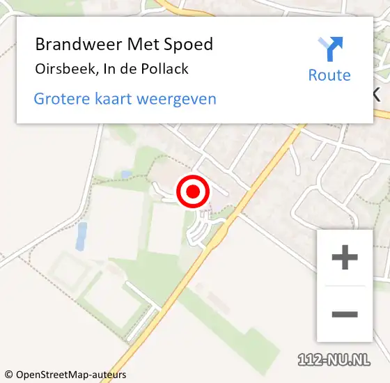 Locatie op kaart van de 112 melding: Brandweer Met Spoed Naar Oirsbeek, In de Pollack op 19 juni 2021 22:05