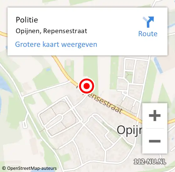 Locatie op kaart van de 112 melding: Politie Opijnen, Repensestraat op 19 juni 2021 22:07