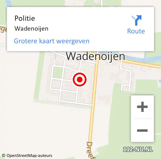 Locatie op kaart van de 112 melding: Politie Wadenoijen op 19 juni 2021 22:21