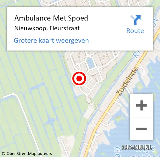 Locatie op kaart van de 112 melding: Ambulance Met Spoed Naar Nieuwkoop, Fleurstraat op 19 juni 2021 22:31