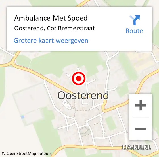 Locatie op kaart van de 112 melding: Ambulance Met Spoed Naar Oosterend, Cor Bremerstraat op 19 juni 2021 23:03