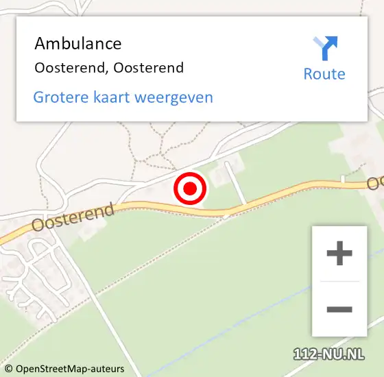 Locatie op kaart van de 112 melding: Ambulance Oosterend, Oosterend op 19 juni 2021 23:17