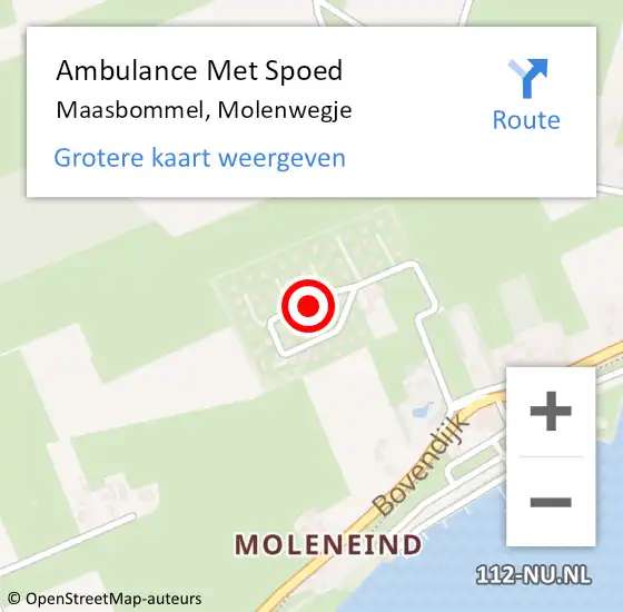 Locatie op kaart van de 112 melding: Ambulance Met Spoed Naar Maasbommel, Molenwegje op 19 juni 2021 23:23