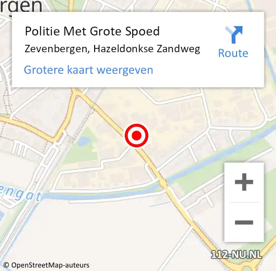 Locatie op kaart van de 112 melding: Politie Met Grote Spoed Naar Zevenbergen, Hazeldonkse Zandweg op 19 juni 2021 23:28