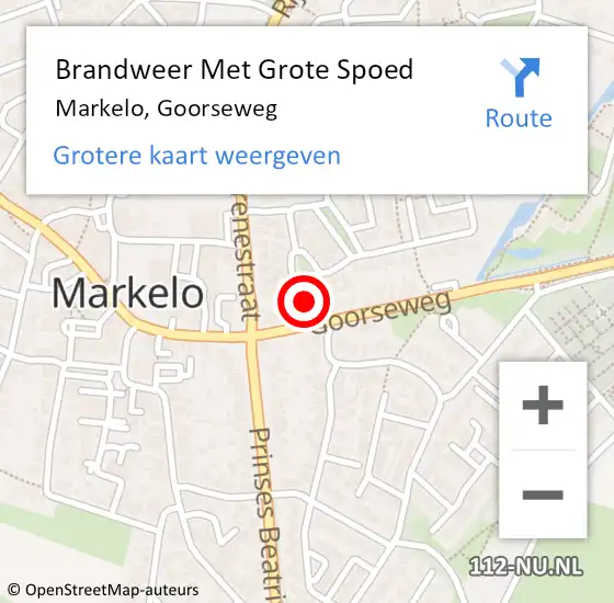 Locatie op kaart van de 112 melding: Brandweer Met Grote Spoed Naar Markelo, Goorseweg op 19 juni 2021 23:40