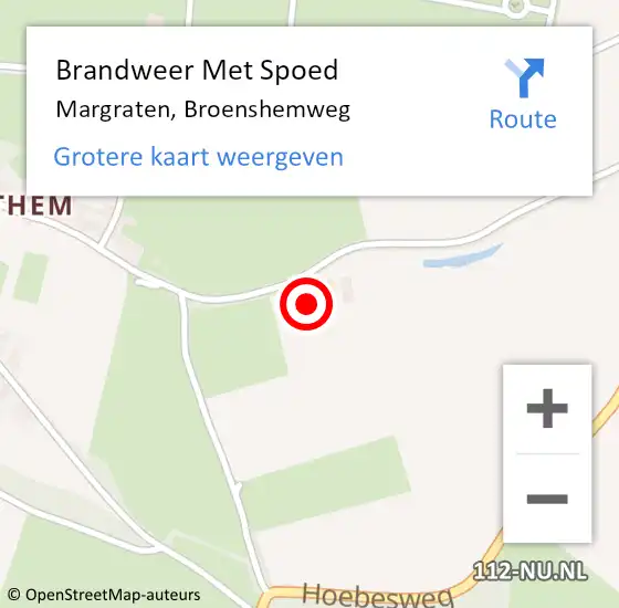 Locatie op kaart van de 112 melding: Brandweer Met Spoed Naar Margraten, Broenshemweg op 19 juni 2021 23:46