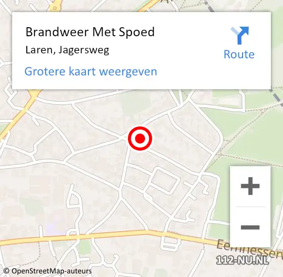 Locatie op kaart van de 112 melding: Brandweer Met Spoed Naar Laren, Jagersweg op 19 juni 2021 23:52