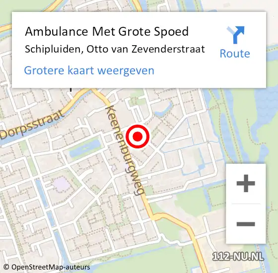 Locatie op kaart van de 112 melding: Ambulance Met Grote Spoed Naar Schipluiden, Otto van Zevenderstraat op 20 juni 2021 00:00