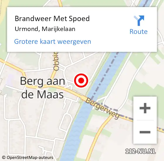 Locatie op kaart van de 112 melding: Brandweer Met Spoed Naar Urmond, Marijkelaan op 20 juni 2021 00:02