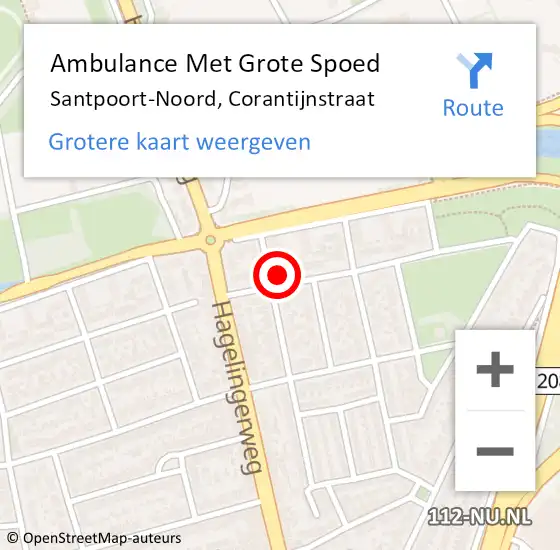 Locatie op kaart van de 112 melding: Ambulance Met Grote Spoed Naar Santpoort-Noord, Corantijnstraat op 20 juni 2021 00:03