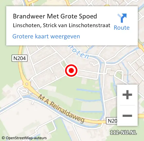 Locatie op kaart van de 112 melding: Brandweer Met Grote Spoed Naar Linschoten, Strick van Linschotenstraat op 20 juni 2021 00:09