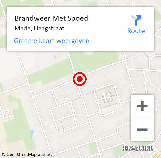 Locatie op kaart van de 112 melding: Brandweer Met Spoed Naar Made, Haagstraat op 20 juni 2021 00:16