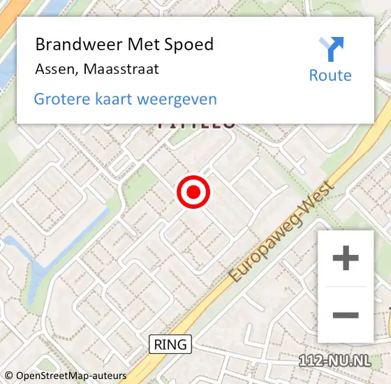 Locatie op kaart van de 112 melding: Brandweer Met Spoed Naar Assen, Maasstraat op 20 juni 2021 00:18