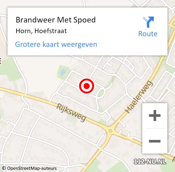 Locatie op kaart van de 112 melding: Brandweer Met Spoed Naar Horn, Hoefstraat op 20 juni 2021 00:24