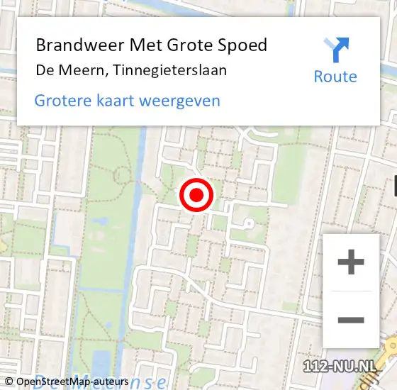 Locatie op kaart van de 112 melding: Brandweer Met Grote Spoed Naar De Meern, Tinnegieterslaan op 20 juni 2021 00:42