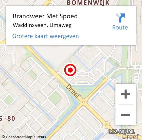 Locatie op kaart van de 112 melding: Brandweer Met Spoed Naar Waddinxveen, Limaweg op 20 juni 2021 00:47